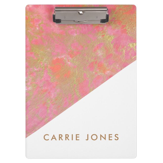 Carpeta De Pinza Bonito De Mármol Rosa Oro Elegante Minimal (Anverso)