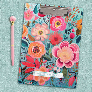Carpeta De Pinza Bonito Elegante Botánico Estiloso Floral