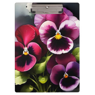 Carpeta De Pinza Bonito maroon daek pansies rojos pintura acuarela