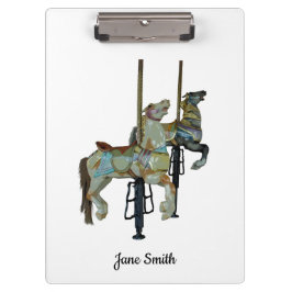 Carpeta De Pinza Bonito Merry Go Round Carousse Horses Clipboard