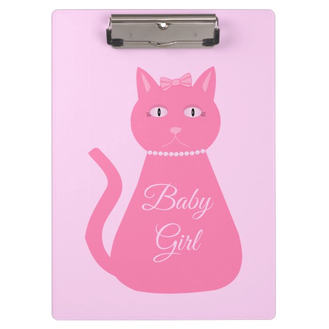 Carpeta De Pinza Bonito Niña Rosa Personalizado Gato (Anverso)