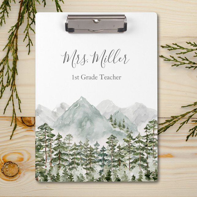 Carpeta De Pinza Bosque de Pino Personalizado y Montañas (Close up)
