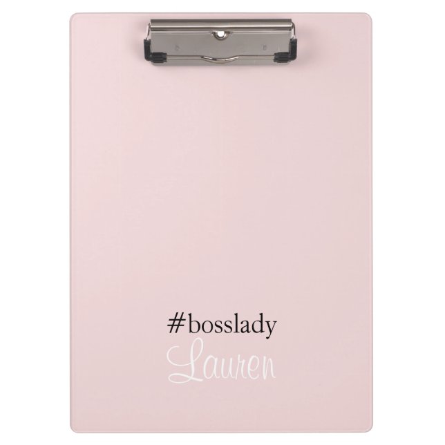 Carpeta De Pinza #Bosslady | Rosa | Caligrafía | Nombre personaliza (Anverso)