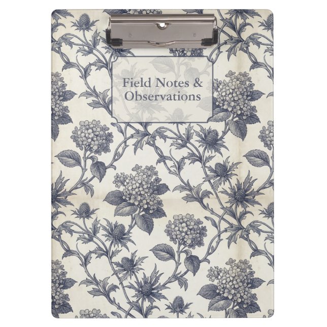 Carpeta De Pinza Botanical Toile | Hydrangea & Sea Holly Custom (Anverso)