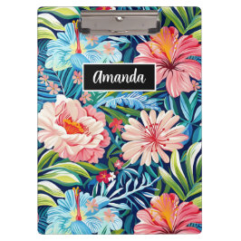 Carpeta De Pinza Botanical Tropical Summer Flowers Pattern Floral