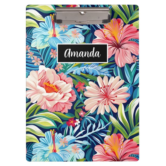 Carpeta De Pinza Botanical Tropical Summer Flowers Pattern Floral (Anverso)