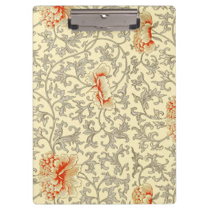 Carpeta De Pinza Botánico floral gris rosa vintage