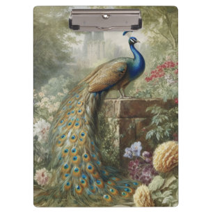 Carpeta De Pinza Botánico: pavo real en las escaleras en un jardín 