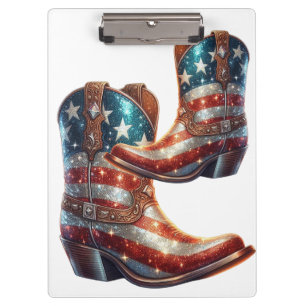 Carpeta De Pinza Botas de vaquero con bandera americana brillante