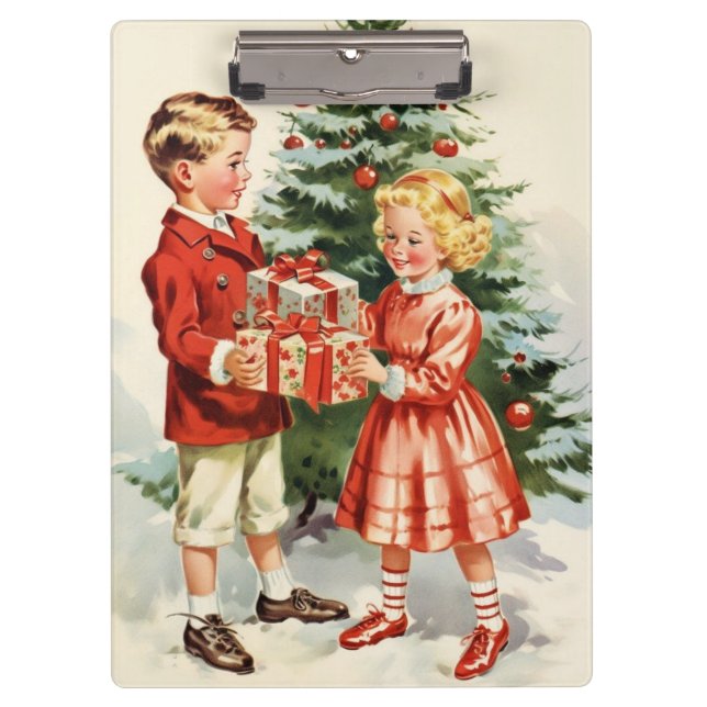 Carpeta De Pinza Boy and girl giving each other Christmas presents (Anverso)
