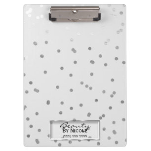 Carpeta De Pinza Brillo blanco plateado elegante chic glam personal