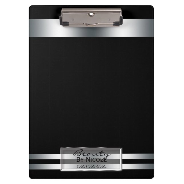 Carpeta De Pinza Brillo de plata de platino elegante glamour person (Anverso)