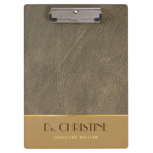 Carpeta De Pinza Bronce Cuero Dorado Marrón Nombre Personalizado El