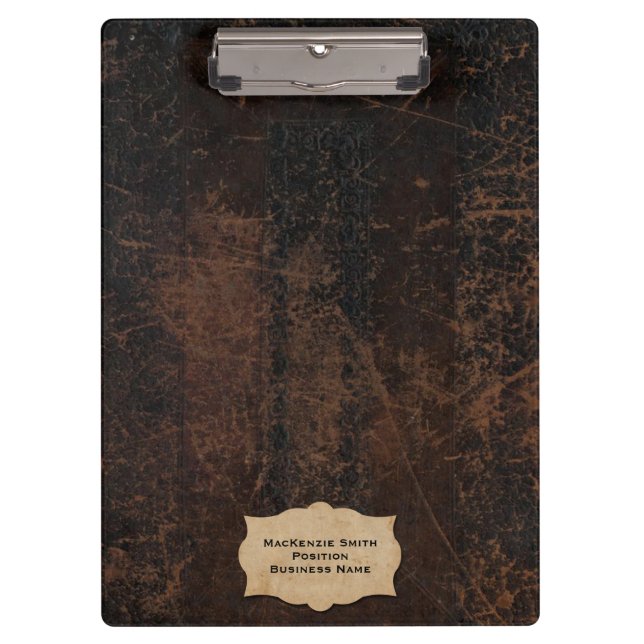 Carpeta De Pinza Brown rascó el cuero (falso) personalizado (Anverso)