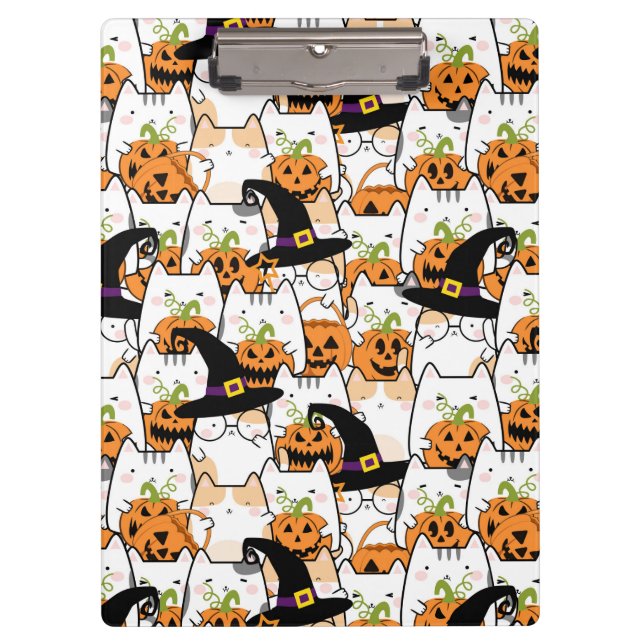 Carpeta De Pinza Bruja de gato suave sosteniendo Bumkin Halloween (Anverso)