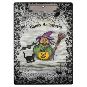 Carpeta De Pinza Bruja, gato, murciélago y calabaza, ¡Feliz Hallowe