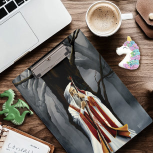 Carpeta De Pinza Brujo Blanco Místico Cuervo Árbol de Roble Fantasí