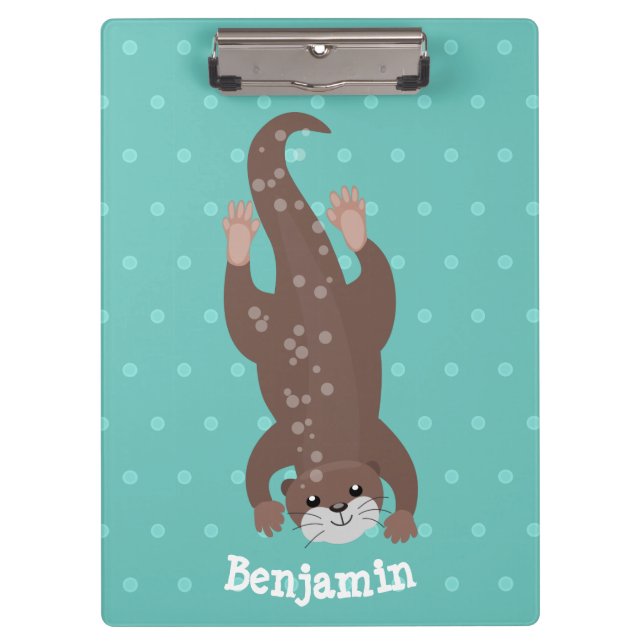 Carpeta De Pinza Buceo con nutria en el ilustracion verde azulado p (Anverso)