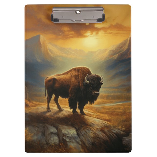 Carpeta De Pinza Buffalo Bison Sunset Silhouette (Anverso)