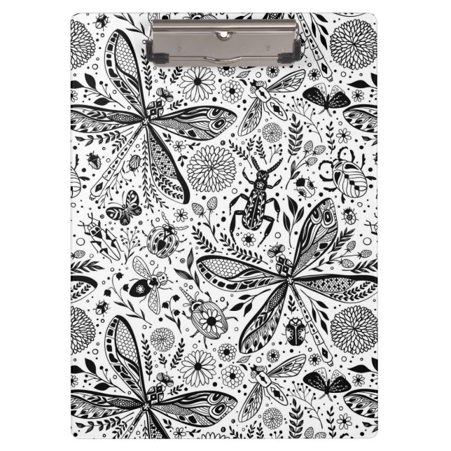 Carpeta De Pinza Bugs de garabatos en azul oscuro (Anverso)