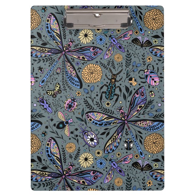 Carpeta De Pinza Bugs de garabatos en gris tardío (Anverso)