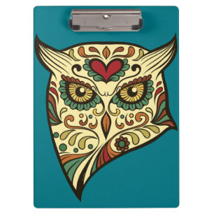 Carpeta De Pinza Búho del cráneo del azúcar - diseño del tatuaj