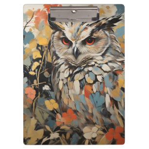 Carpeta De Pinza Búho y flores en pintura de primavera