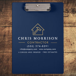 Carpeta De Pinza Building Construction Contractor Navy Blue Gold