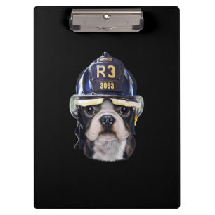 Carpeta De Pinza Bulldog francés lindo con casco para bomberos