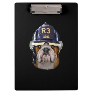 Carpeta De Pinza Bulldog inglés gruñón con casco para bomberos
