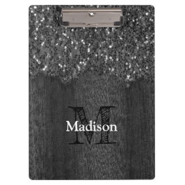 Carpeta De Pinza Burbujas blancas negras de madera rústica Monogram
