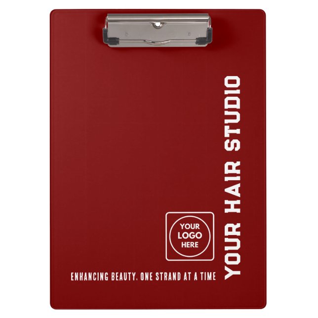 Carpeta De Pinza Burgundy White Salon Logo Pros clipboard (Anverso)