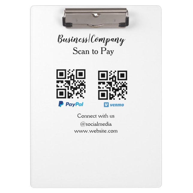 Carpeta De Pinza Buscar para pagar q r código paypal venmo agregar  (Anverso)