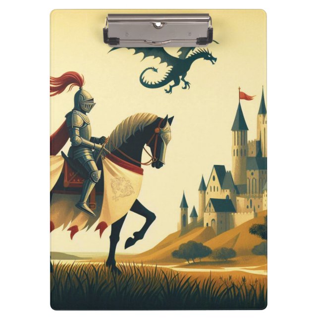 Carpeta De Pinza Caballero medieval/dragón/fantasía de castillo (Anverso)