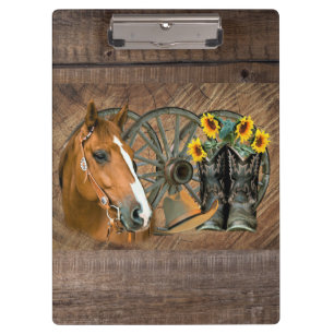 Carpeta De Pinza Caballo Cowboy Boots Rueda de vagón girasoles occi