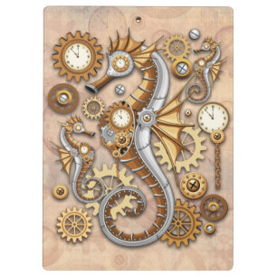 Carpeta De Pinza Caballo de mar steampunk arte surrealista vintage