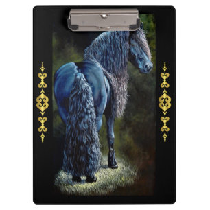 Carpeta De Pinza Caballo de semental frisón en foco, pintura