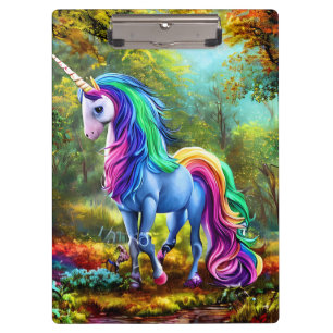 Carpeta De Pinza Caballo de unicornio colorido en el bosque 46567