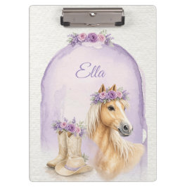 Carpeta De Pinza Caballo Floral Morado para Niñas