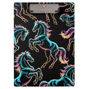 Carpeta De Pinza Caballo Luz de Neón Glitch Estilo Retro