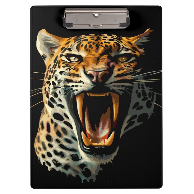 Carpeta De Pinza Cabeza de ataque ruidosa de leopardo (Anverso)