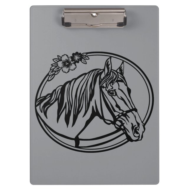 Carpeta De Pinza Cabeza de caballo con flores (Anverso)