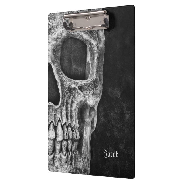 Carpeta De Pinza Cabeza De Medio Calavero Gótica Guay Grunge Blanco (Izquierda)