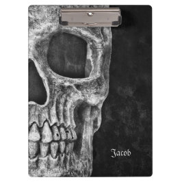 Carpeta De Pinza Cabeza De Medio Calavero Gótica Guay Grunge Blanco