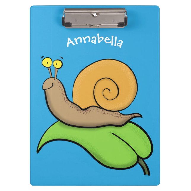 Carpeta De Pinza Caca, caracol feliz en un ilustracion personalizad (Anverso)