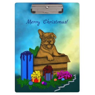 Carpeta De Pinza Cachorro en una caja , Feliz Navidad