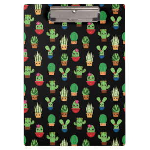 Carpeta De Pinza Cactus verdes sobre fondo negro - enlazado en espi