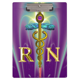 Carpeta De Pinza CADUCEO DE ORO REGISTRADO ENFERMERA SÍMBOLO Púrpur
