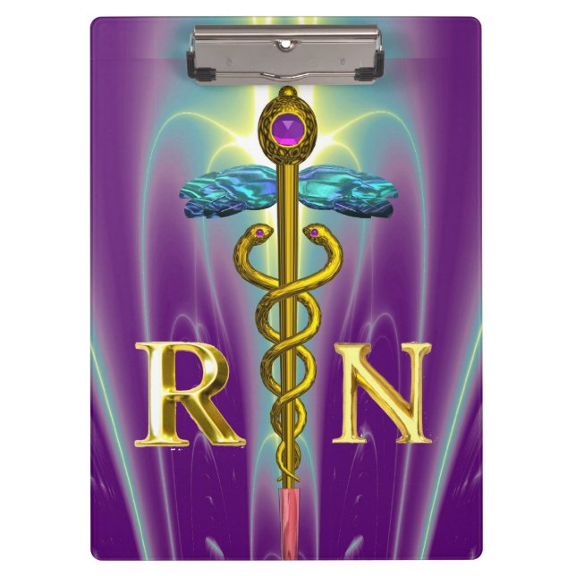 Carpeta De Pinza CADUCEO DE ORO REGISTRADO ENFERMERA SÍMBOLO Púrpur (Anverso)