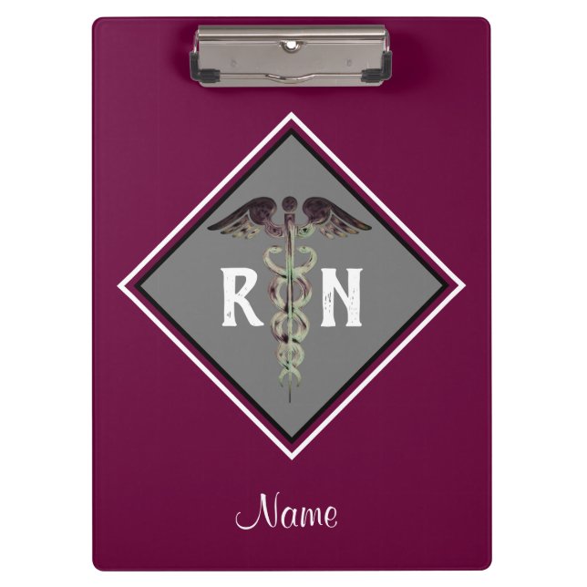 Carpeta De Pinza Caduceo personalizado del RN de la enfermera (Anverso)